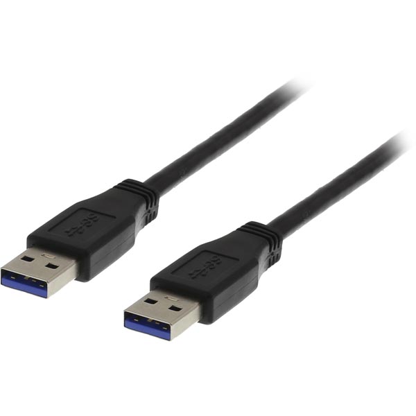 Deltaco USB 3.0 kaapeli A uros - A uros, 1m, musta